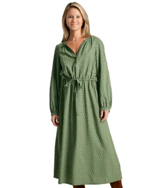 Women's Imogen  Long Sleeve Belted Midi Dress in Green