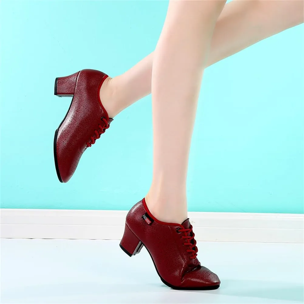 Women's Jazz Shoes, Lace Up Dancing Trainers Breathable Ladies Split Rubber Sole Dance Sports Shoes