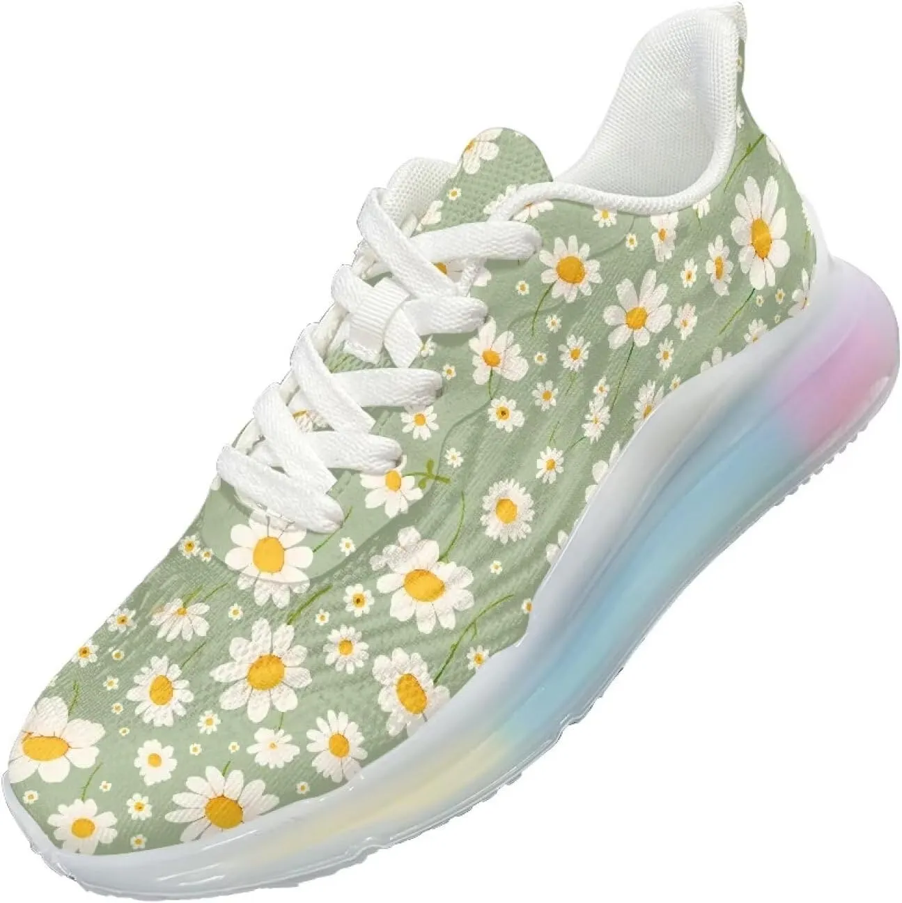 Womens Lightweight Running Walking Shoes Lace Up Breathable Air Cushion Non Slip Workout Sneakers SizeUS 6-11