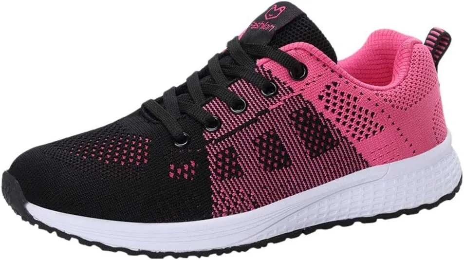 Womens Sneakers Air Cushion Running Shoes Lace Up Tennis Shoes Womens Mesh Dressy Casual Shoes Men's Fashion Sneakers Red Tennis Shoe Trainers Shoe