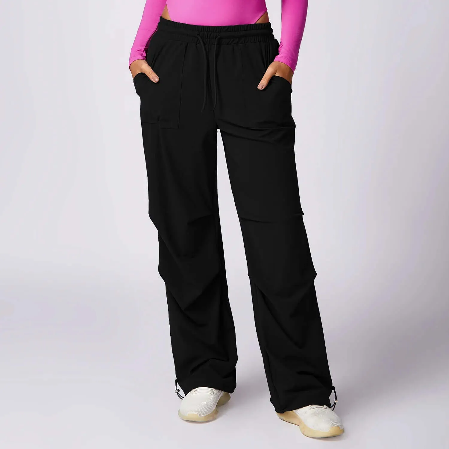 Women's Wide-Leg Trousers: Elastic Waist, Drawstring, Pockets