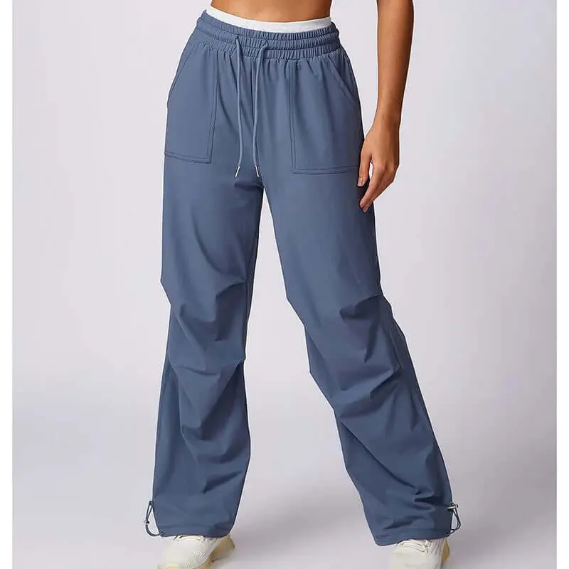 Women's Wide-Leg Trousers: Elastic Waist, Drawstring, Pockets