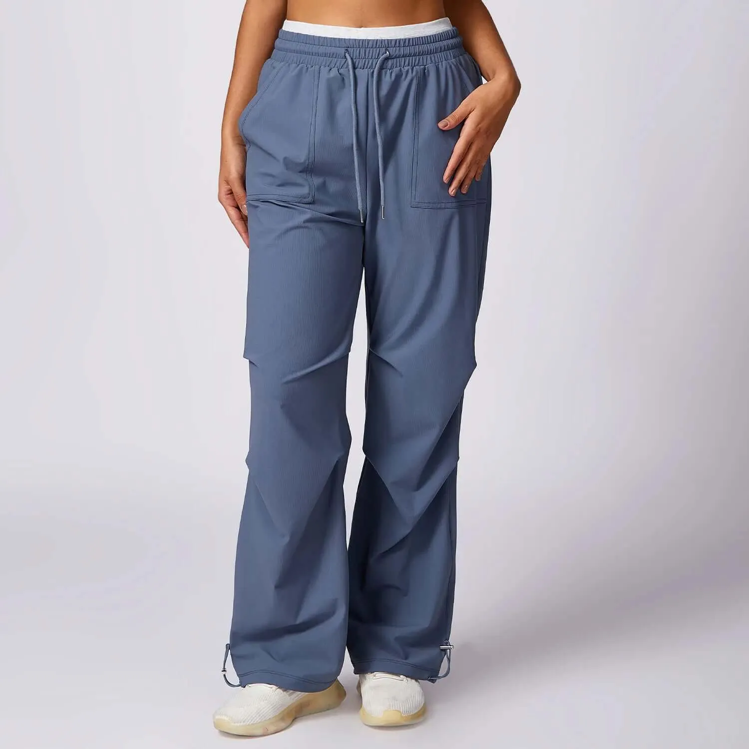 Women's Wide-Leg Trousers: Elastic Waist, Drawstring, Pockets