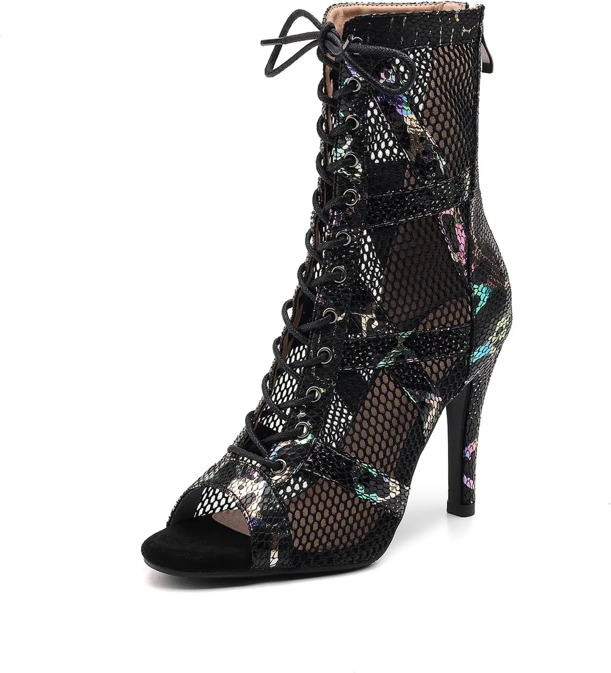 YKXLM Peep Toe Boots for Latin Dance Shoes Sexy Heel for Dancing,K100