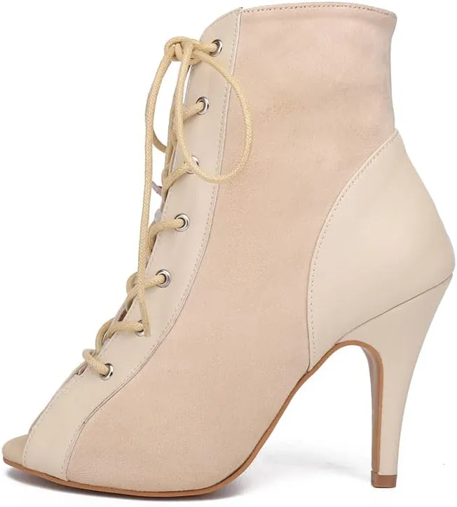 YKXLM Salsa Dancing Boots Women Latin Ballroom Dance Shoes,Model 7218