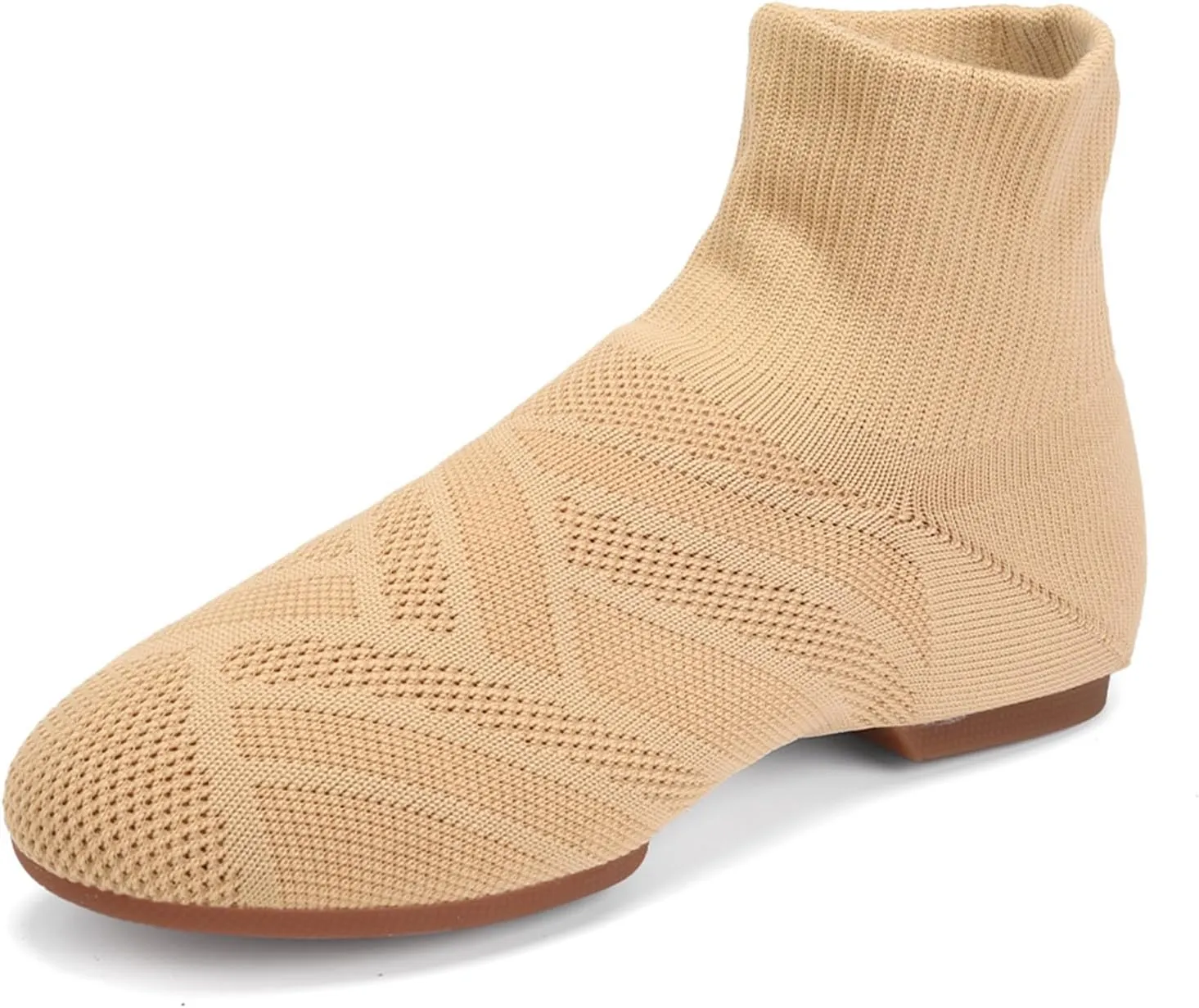 YKXLM Women Standard Practice Social Dance Sneaker Beginner Dance Practice Shoes for Women Low Heel Ballroom,Beige,1" Heel,6.5 US