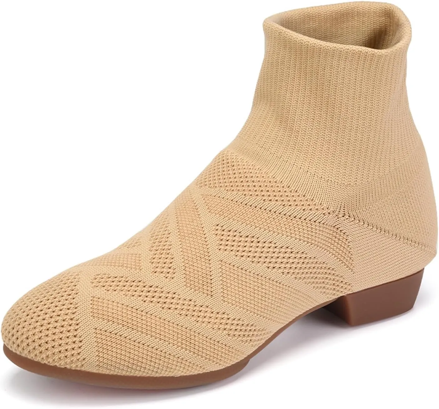 YKXLM Women Standard Practice Social Dance Sneaker Beginner Dance Practice Shoes for Women Low Heel Ballroom,Beige,1" Heel,7.5 US