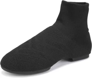 YKXLM Women Standard Practice Social Dance Sneaker Beginner Dance Practice Shoes for Women Low Heel Ballroom,Black,1" Heel,5 US